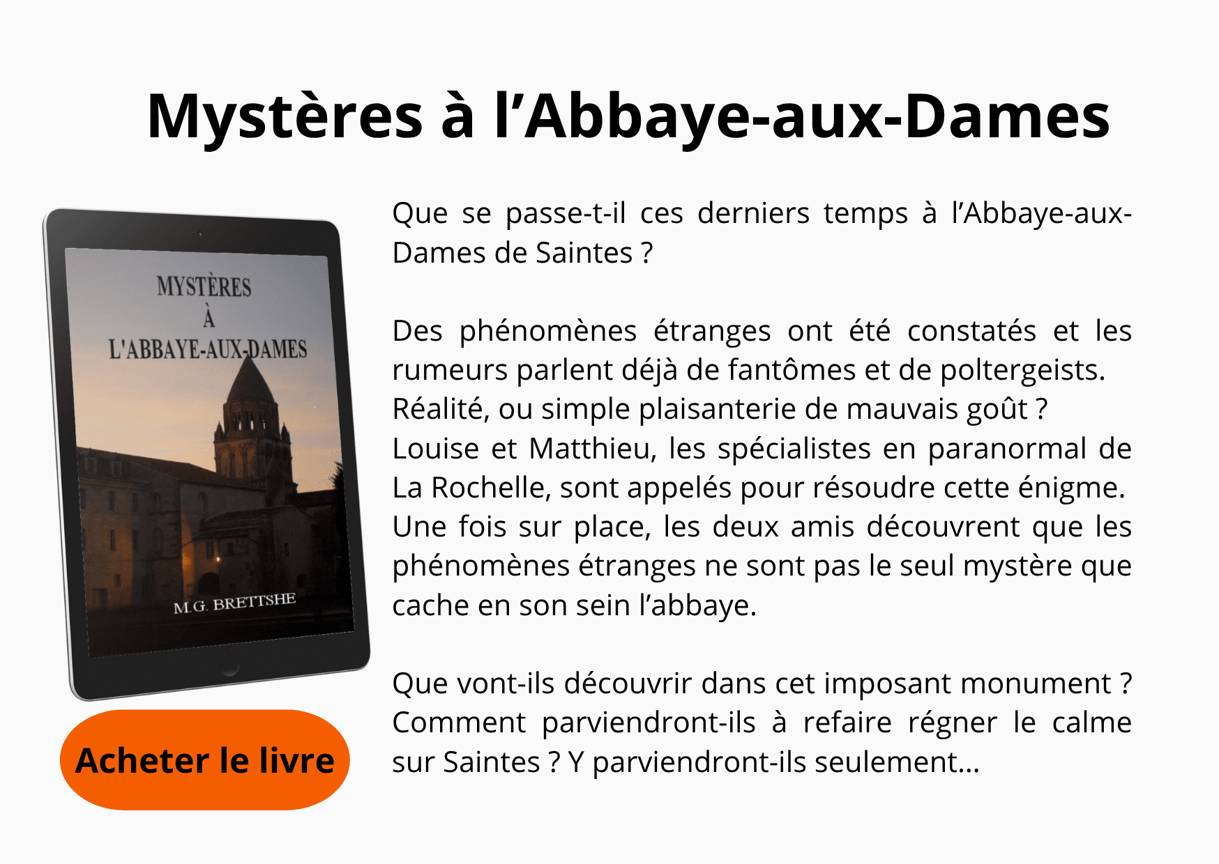 Description du roman "Mystères à l'Abbaye-aux-Dames".